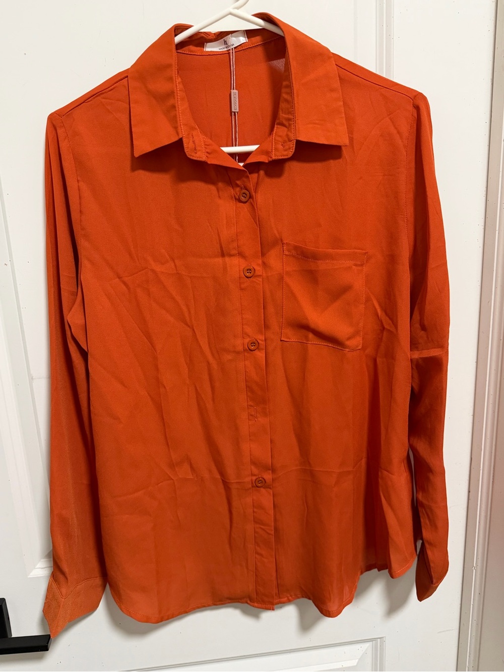 Women's Orange Button-Front Blouse